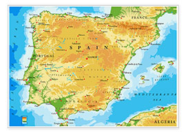 Plakat  Topografie Spanien
