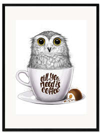 Innrammet kunsttrykk  Owl you need is coffee - Nikita Korenkov