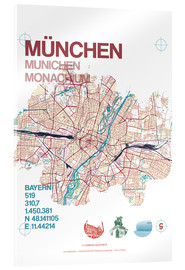 Akrylbilde  Munich city map - campus graphics