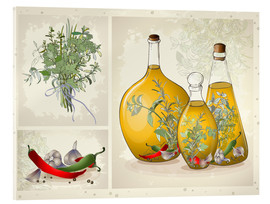 Akrylbilde  Kitchen herbs collage