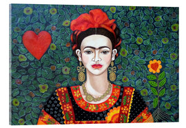 Akrylbilde  Frida Kahlo, hjerterdronning (detalj) - Madalena Lobao-Tello