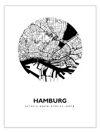 Plakat City map of Hamburg
